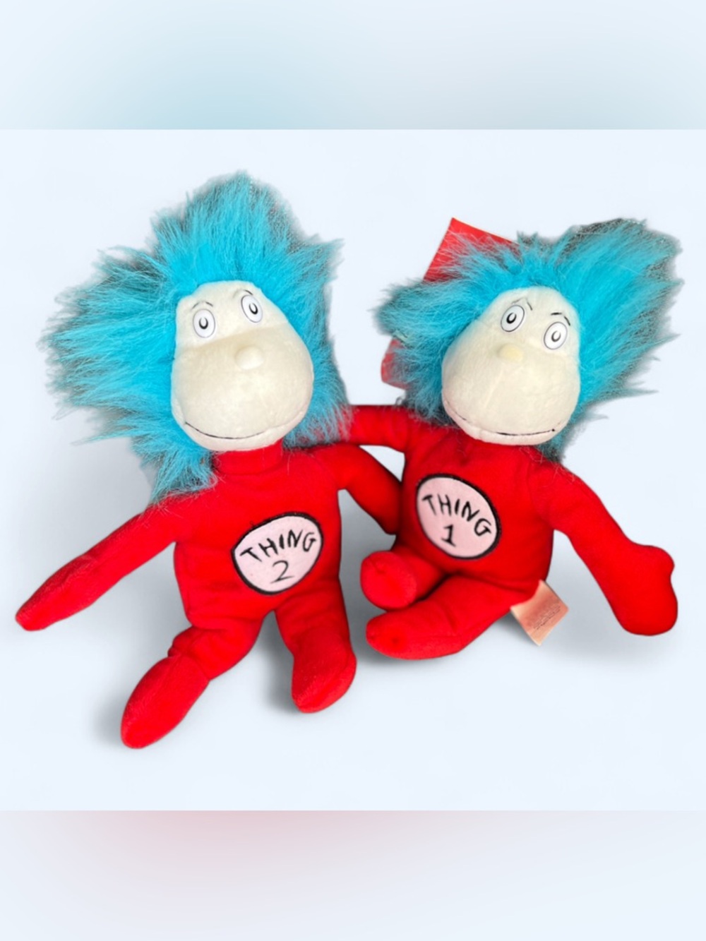 2002 Thing 1 & Thing 2 Plush Set Cat & The Hat Movie Dr. Seuss Style Kids Toys